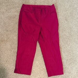 Lane Bryant Red Magenta Capri Chino Crop Stretch Cropped Pants - Womens Size 16